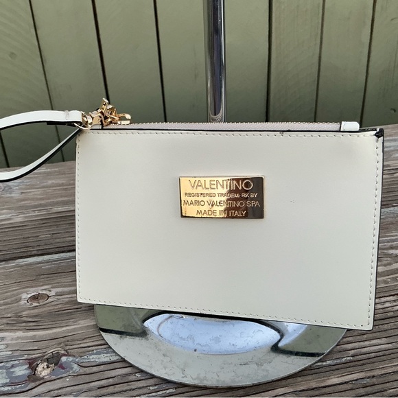 Valentino Handbags - Ivory Wristlet Clutch with Gold Accents